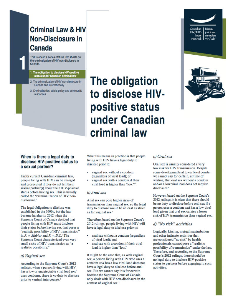 criminal law regarding hiv disclosure criminal law regarding hiv disclosure